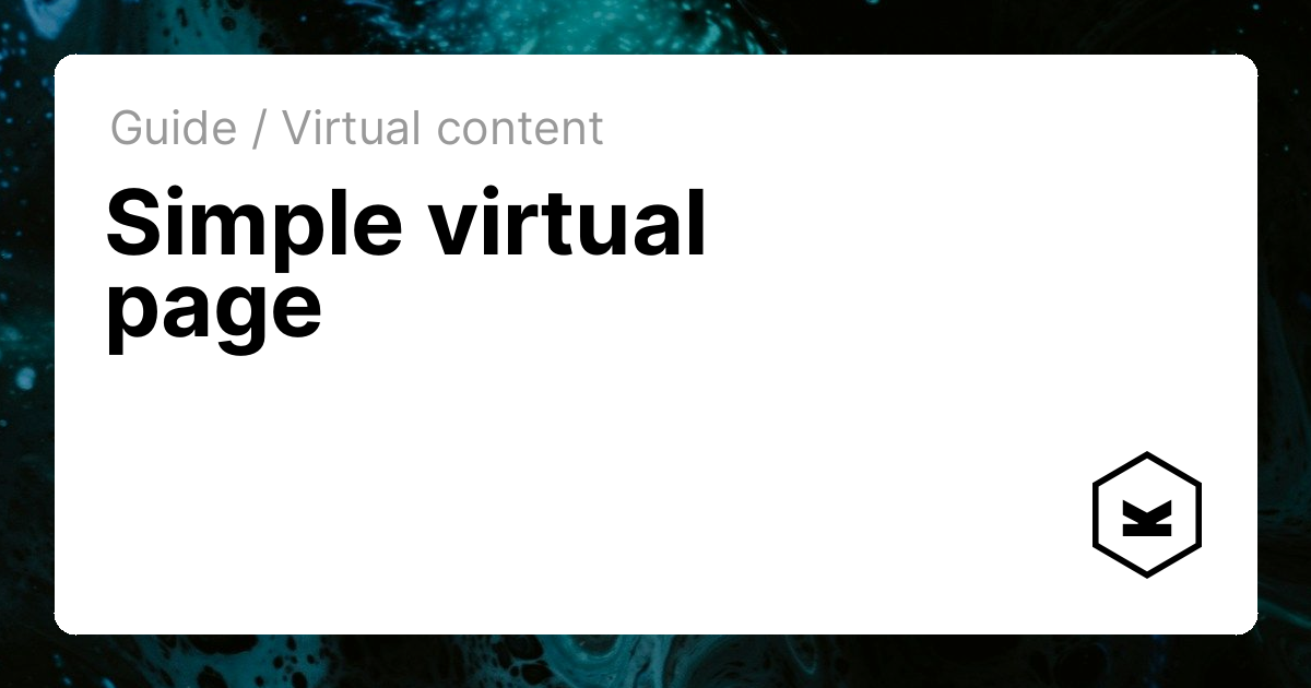 Simple virtual page | Kirby CMS