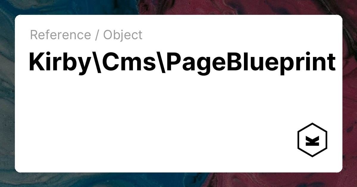 PageBlueprint | Kirby CMS